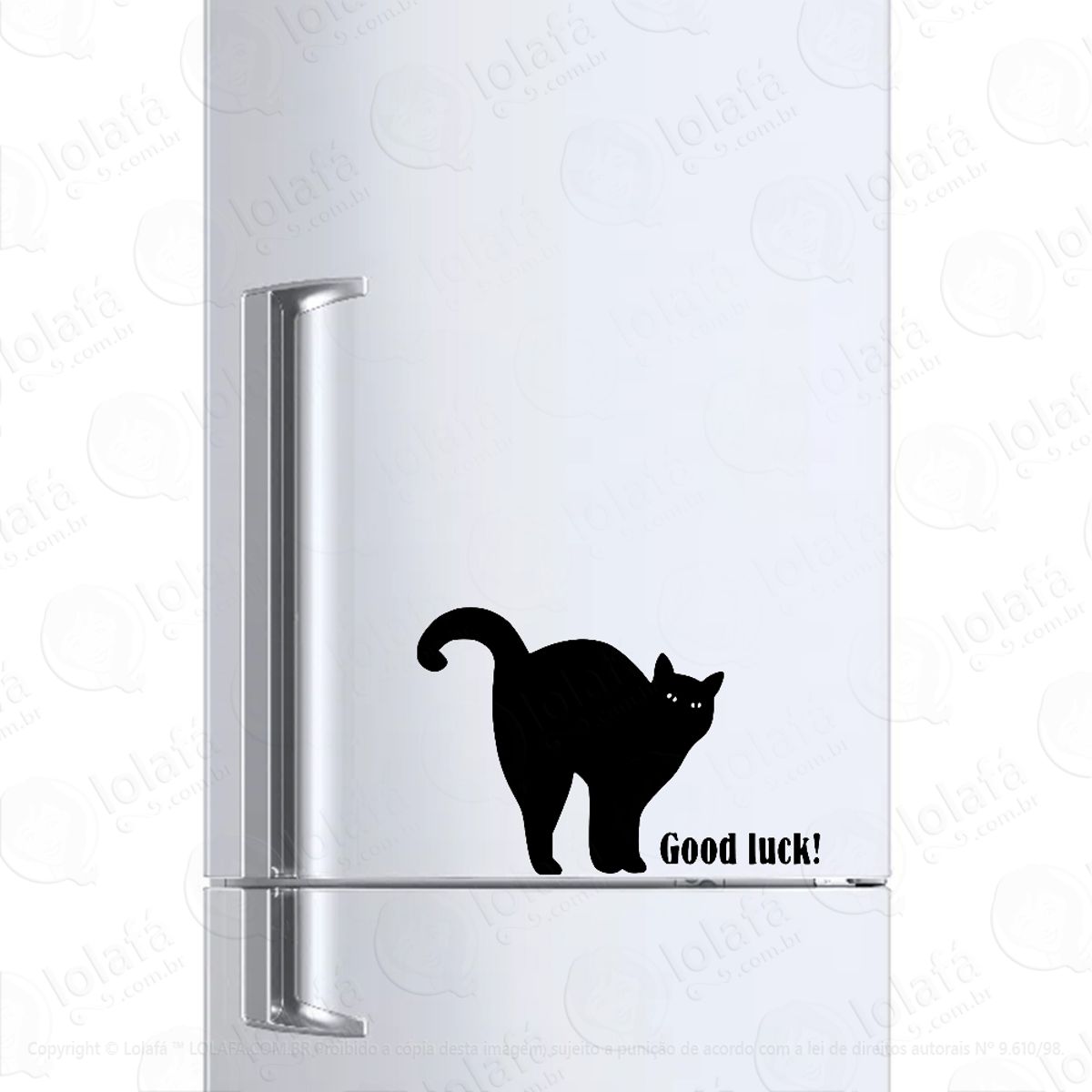 Adesivo Para Geladeira Gato Preto Da Sorte Mod:1003