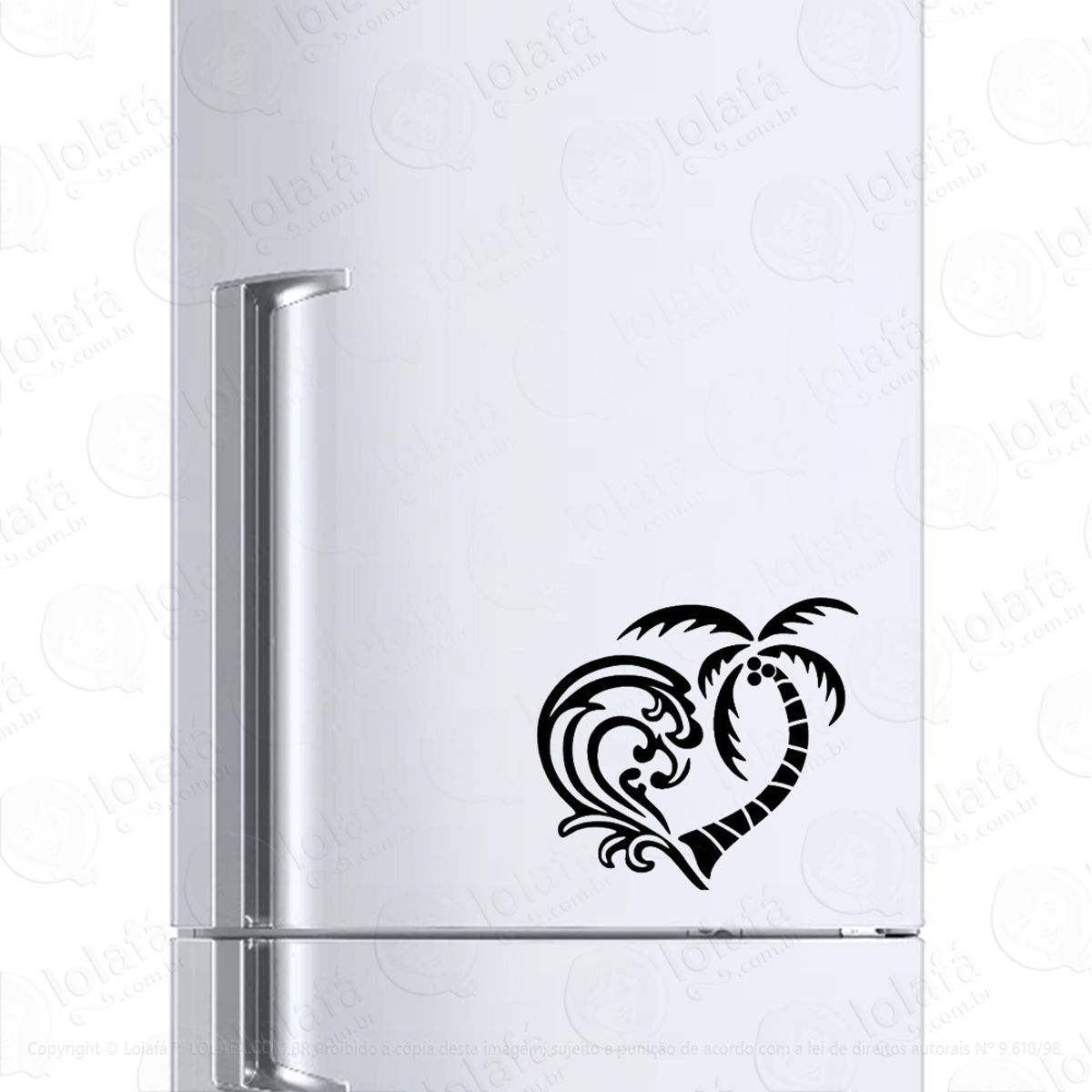 Adesivo Geladeira Frigobar Cervejeira Amor Por Praia Sol Mar Mod:1038