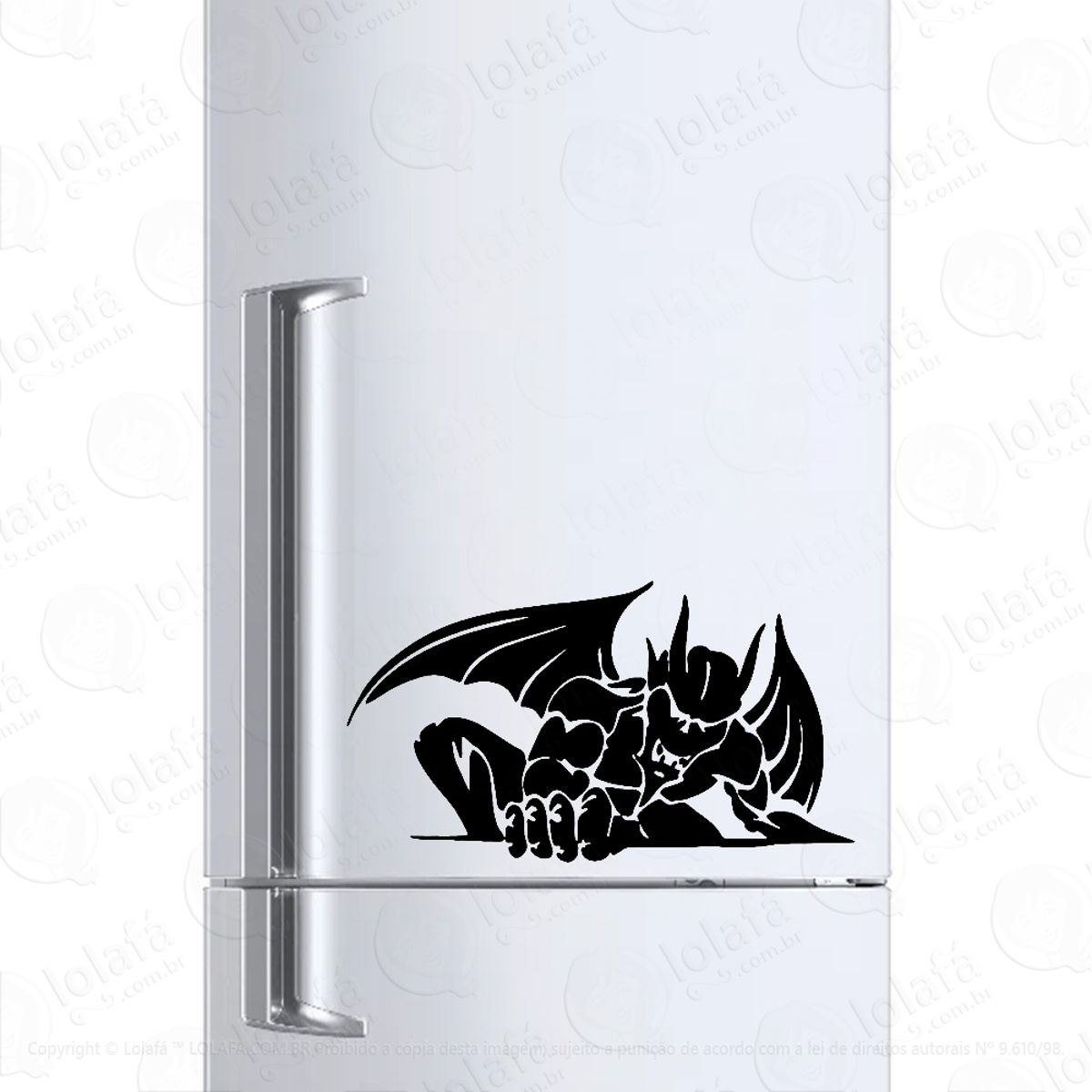 Adesivo Para Geladeira Monstro Gárgula Alado Mod:1040
