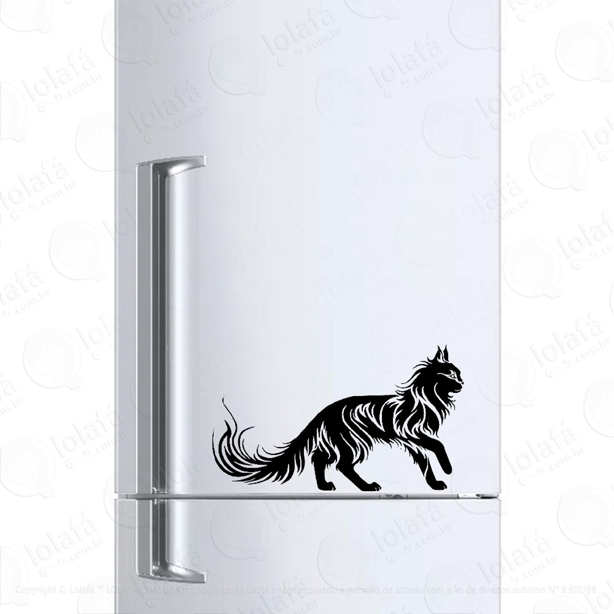 Adesivo Para Geladeira Gato Gigante Maine Coon Mod:1059