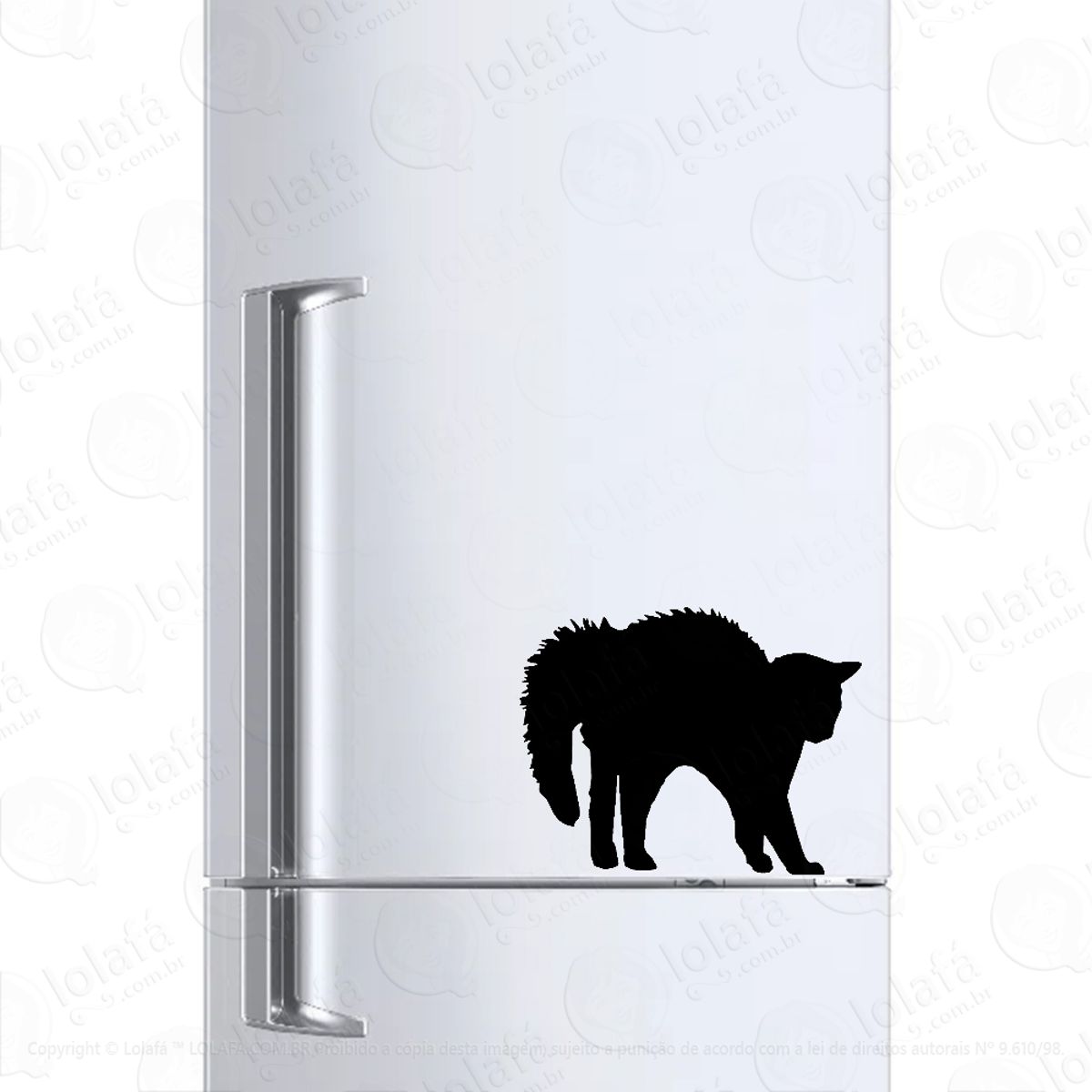 Adesivo Para Geladeira Gato Arrepiado Mod:1064