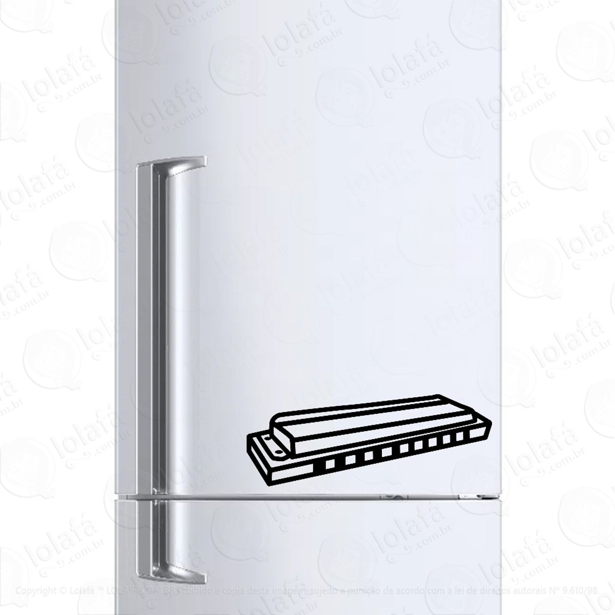 Adesivo Para Geladeira Instrumento Gaita Harmônica Mod:1078