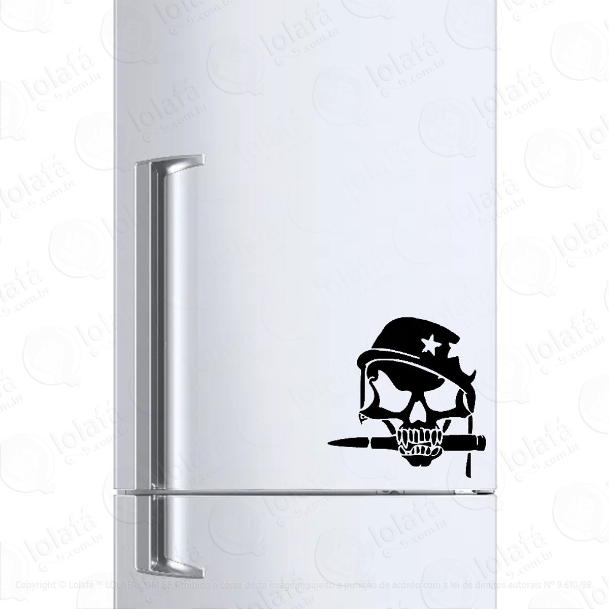 Adesivo Para Geladeira Caveira Militar Exército Mod:1103