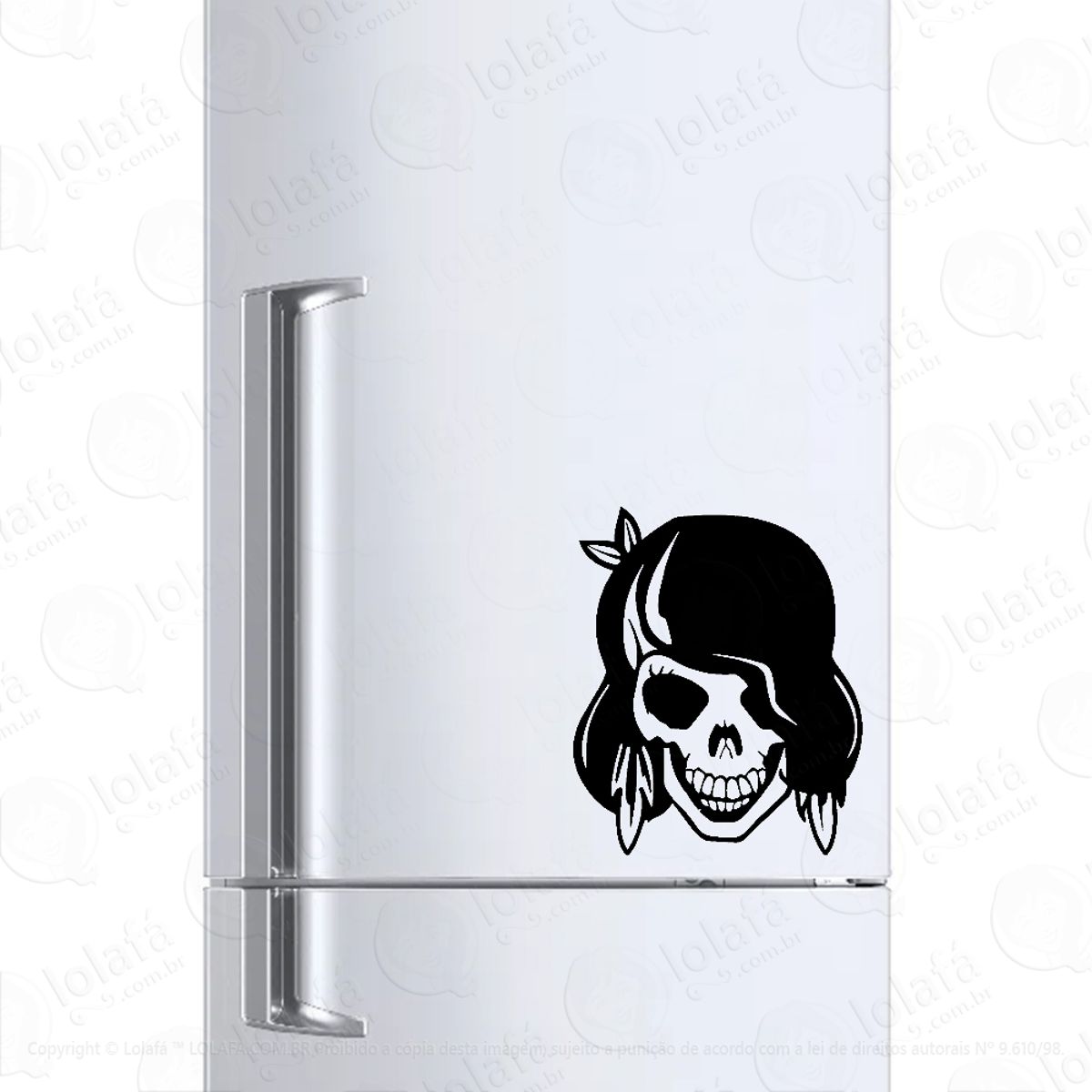 Adesivo Para Geladeira Caveira Feminina Mod:1134