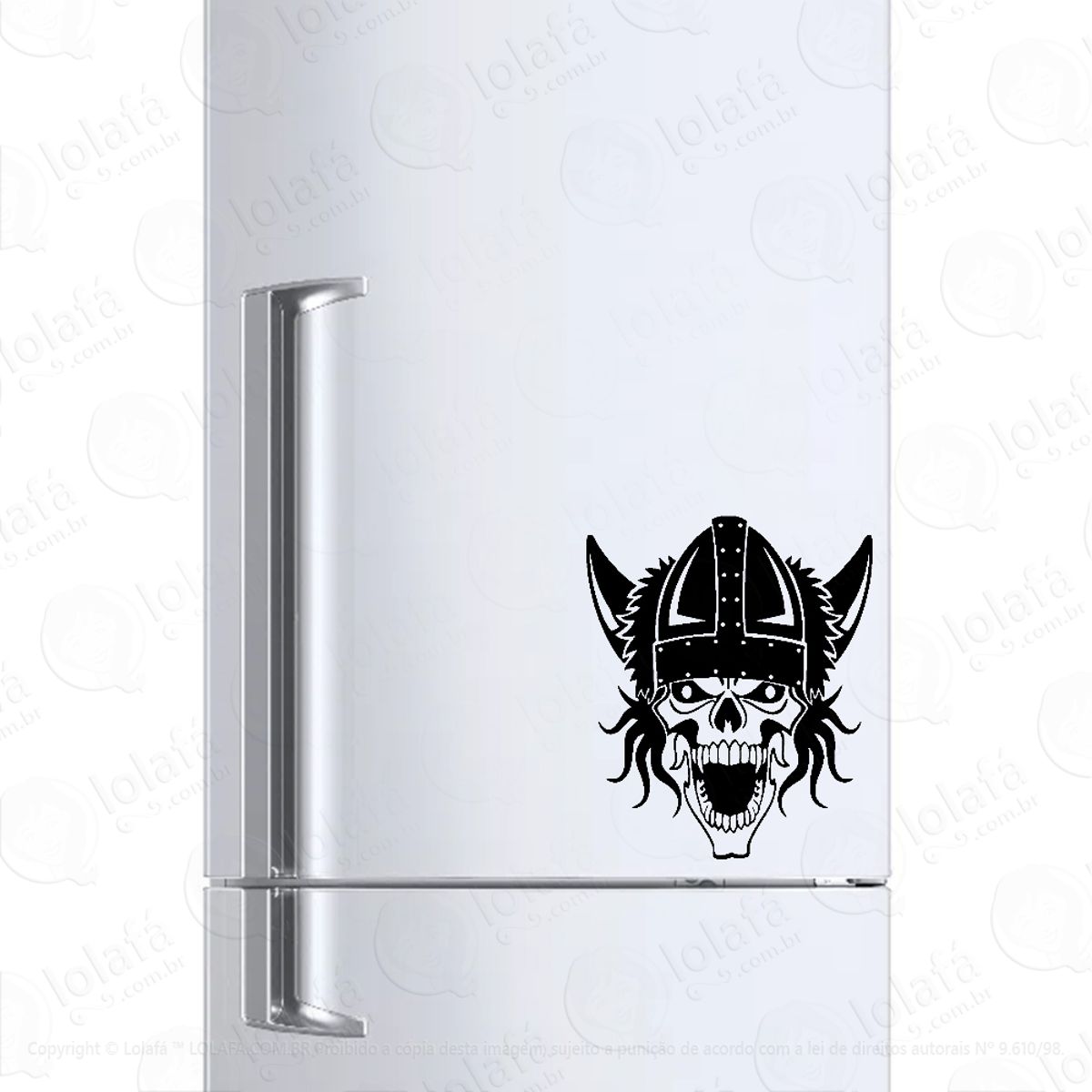 Adesivo Para Geladeira Caveira Viking Mod:1135