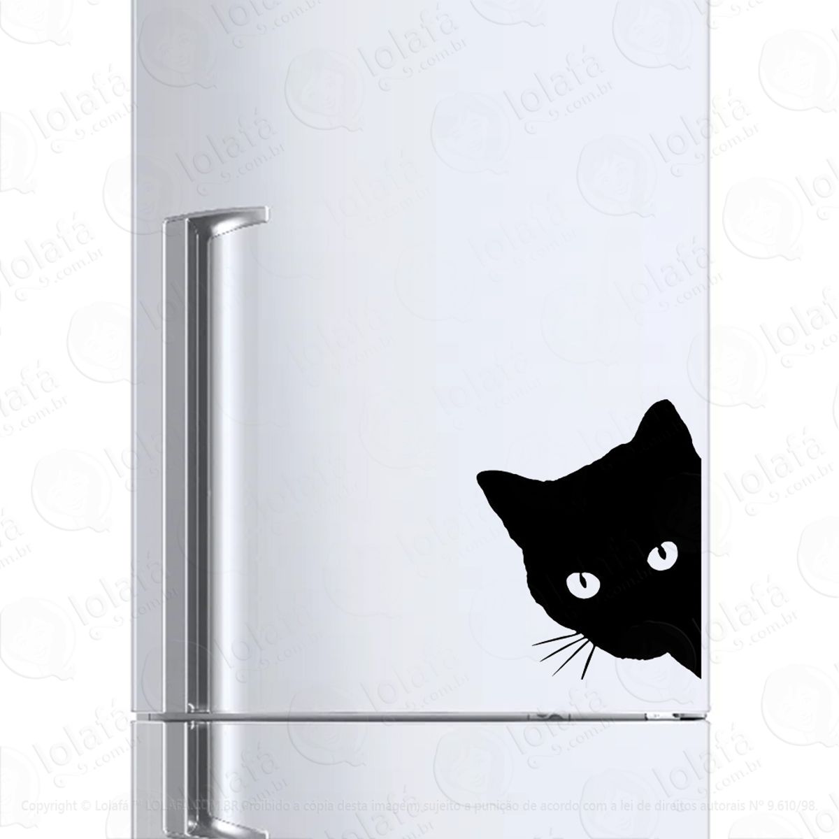 Adesivo Geladeira Frigobar Cervejeira Gato Espiando Mod:1240