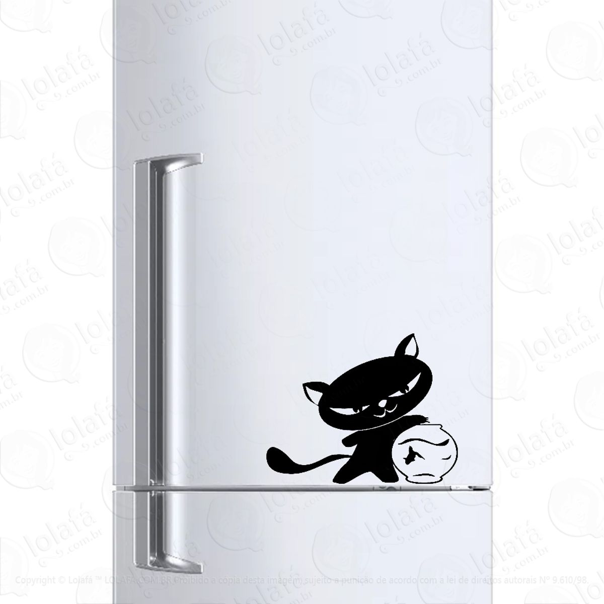 Adesivo Para Geladeira Gatinho Mau Pescando Mod:1243