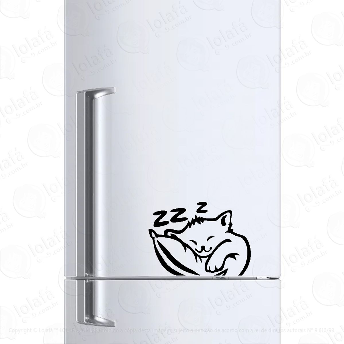 Adesivo Para Geladeira Gatinho Dormindo Mod:1244