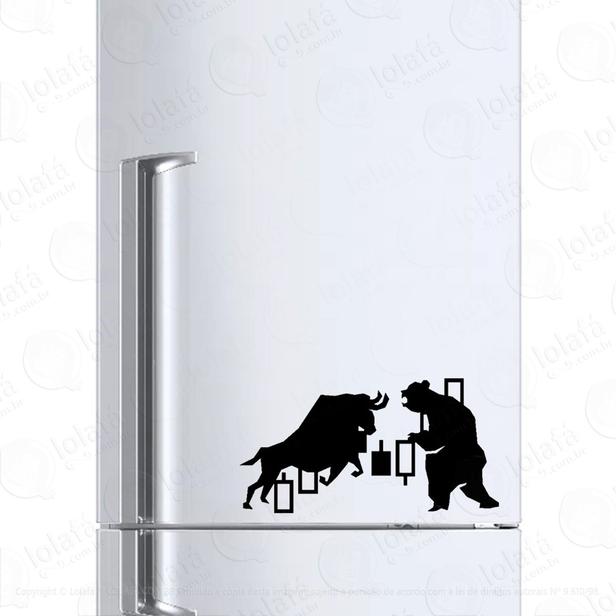 Adesivo Para Geladeira Touro Urso E Candlestick Trader Mod:1257
