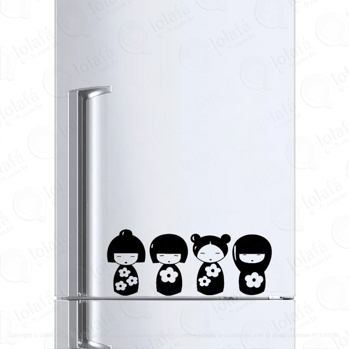 Adesivo Geladeira Frigobar Cervejeira Kokeshi Bonecas Japão Mod:1298