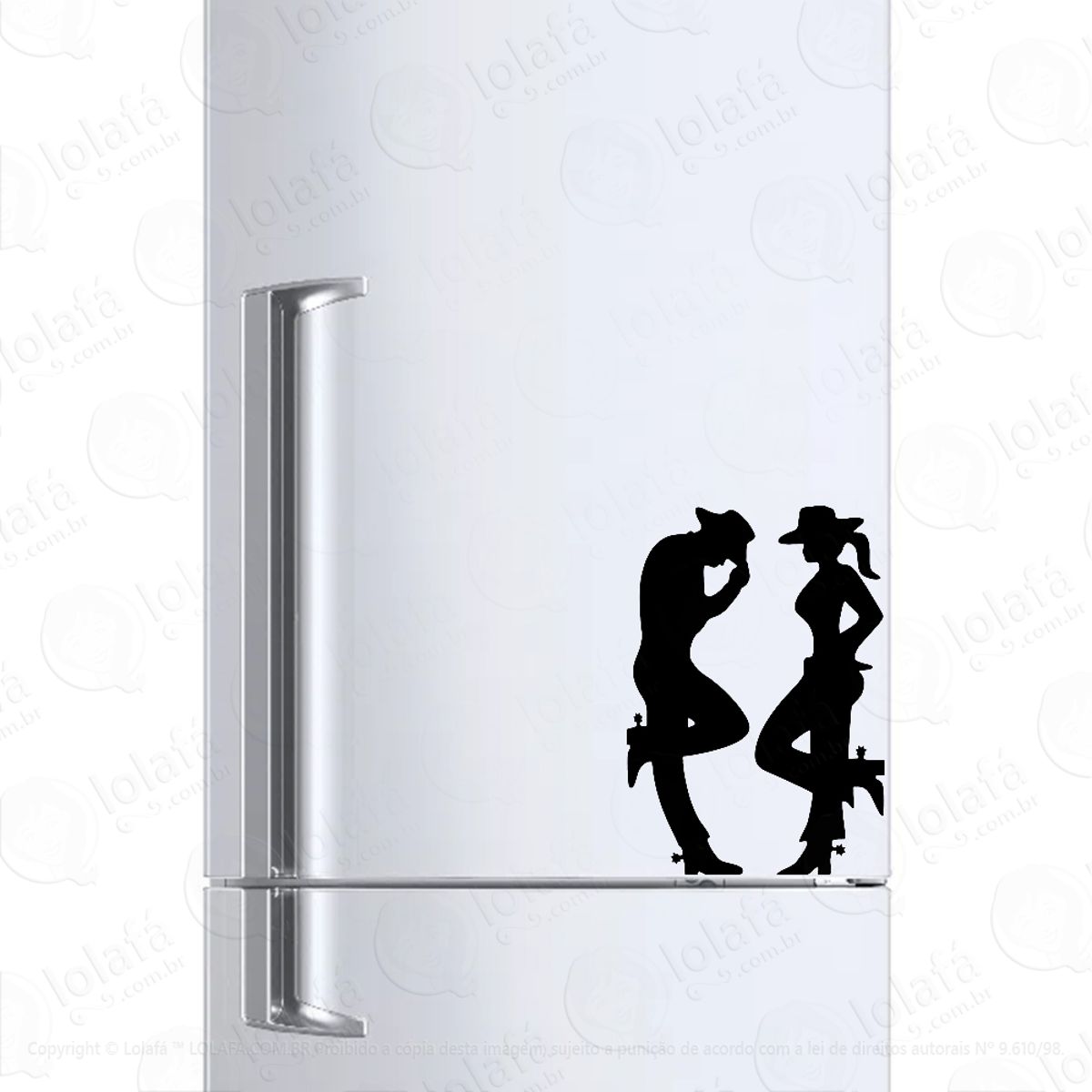 Adesivo Para Geladeira Cowboy E Cowgirl Mod:1304