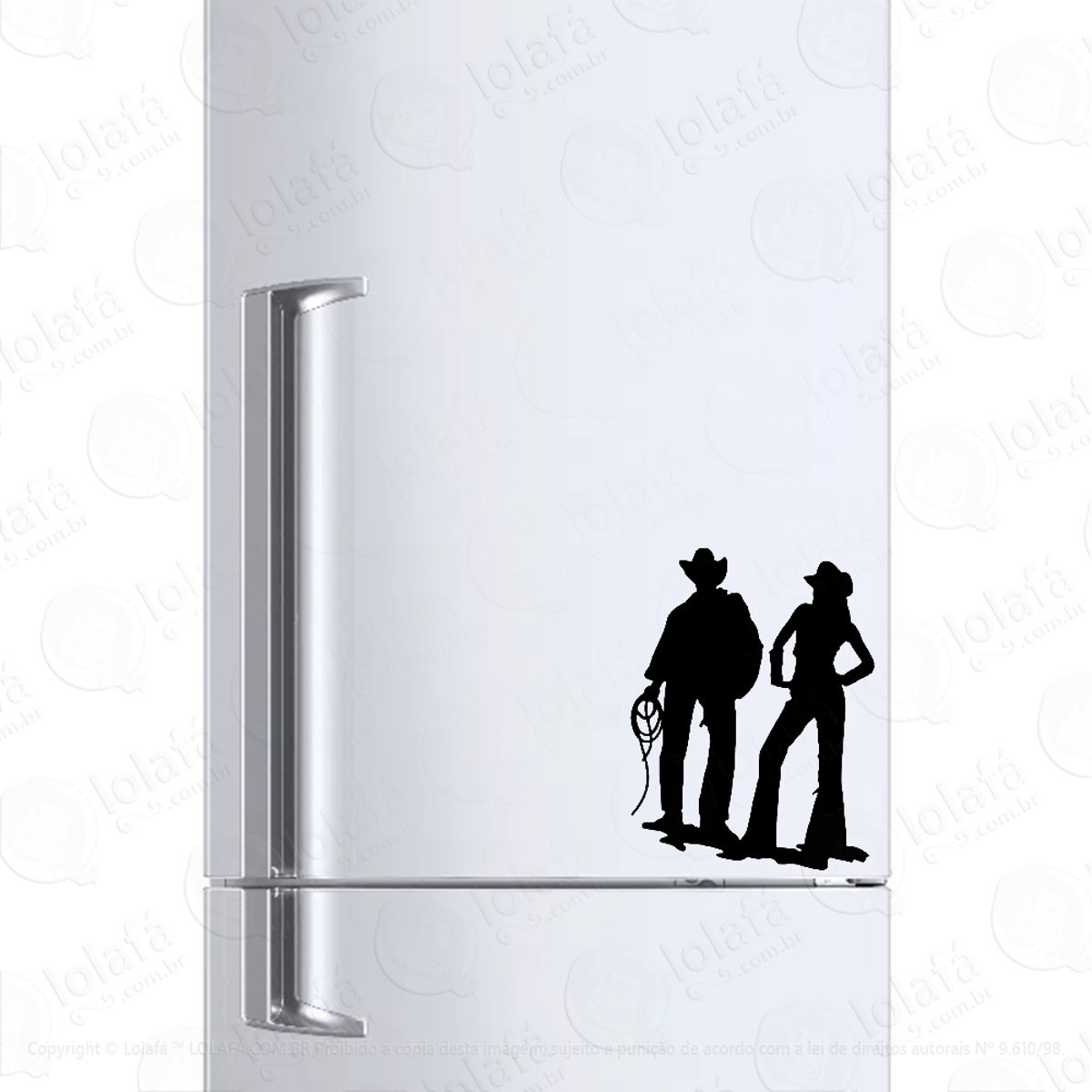 Adesivo Para Geladeira Cowboy Peão E Peoa Casal Mod:1341