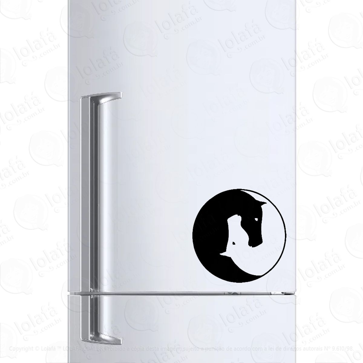 Adesivo Para Geladeira Yin Yang Chinês Cavalos Yoga Mod:1375