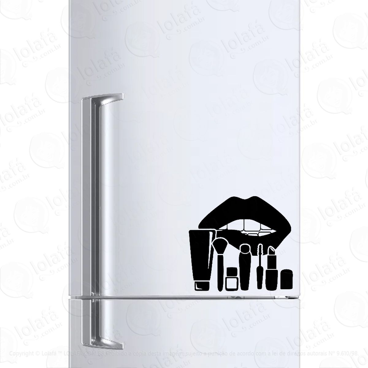 Adesivo Geladeira Salão De Beleza Mulher Maquiagem Boca Mod:1385