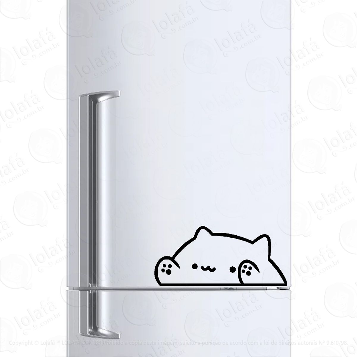 Adesivo Para Geladeira Bongo Cat Meme Gato Mod:1445