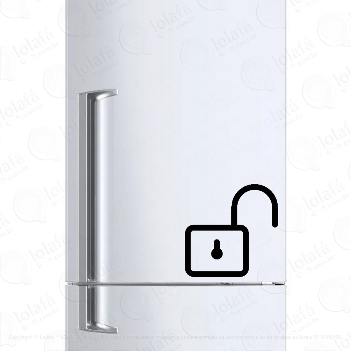 Adesivo Para Geladeira Cadeado Aberto Destravado Mod:1470