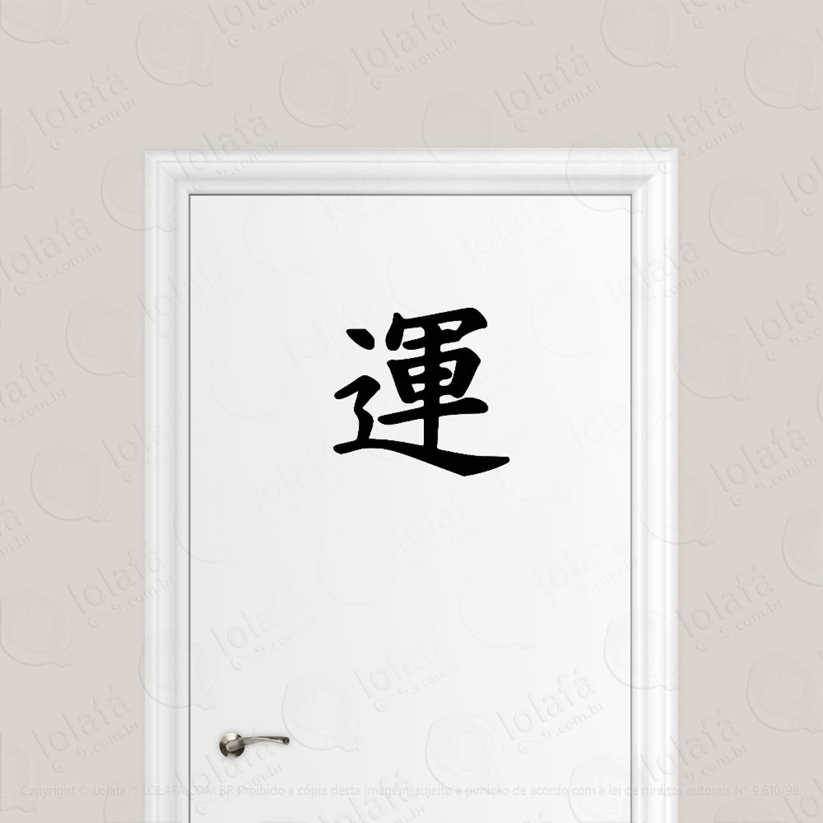 Adesivo Para Porta Sorte Kanji Japonês Mod:1562