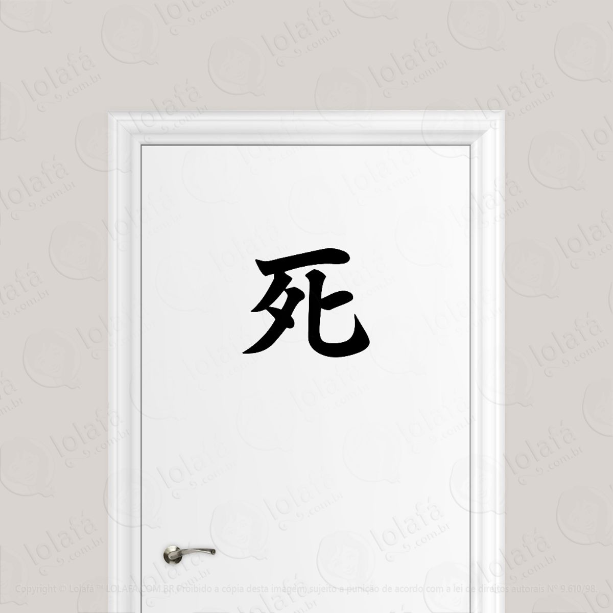 Adesivo Para Porta Morte Kanji Japonês Mod:1608