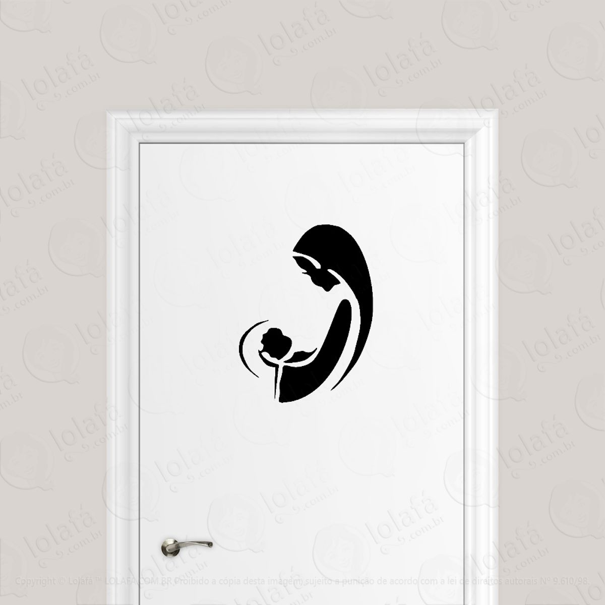 Adesivo Para Porta Ave Maria E Menino Jesus Mod:1617