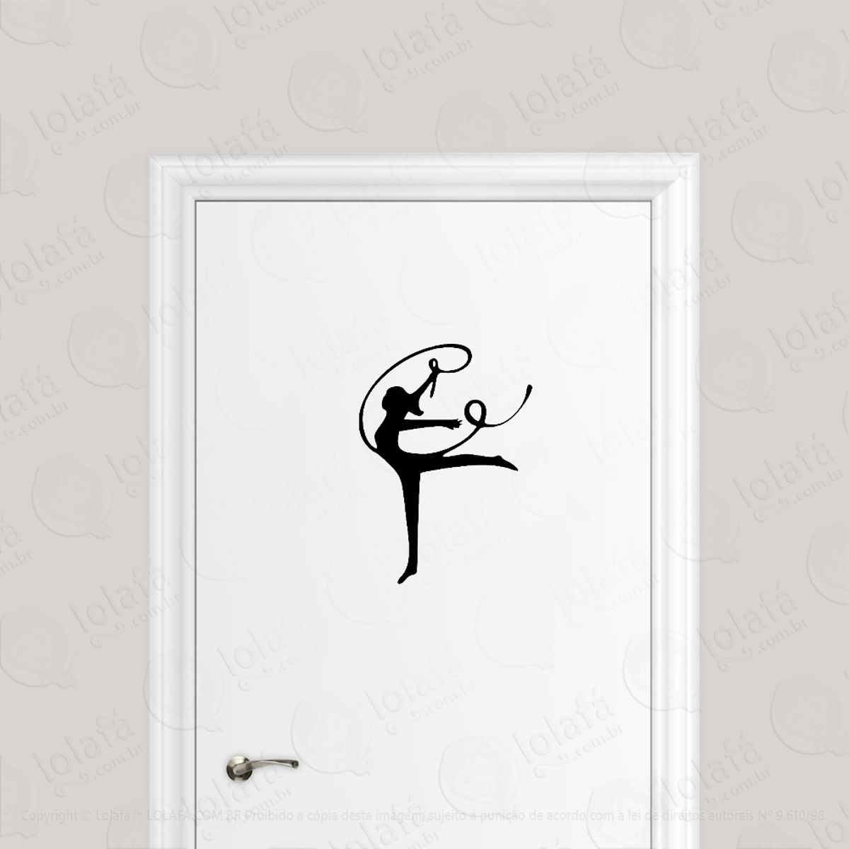 Adesivo Para Porta Bailarina Dança Com Fita Mod:1618