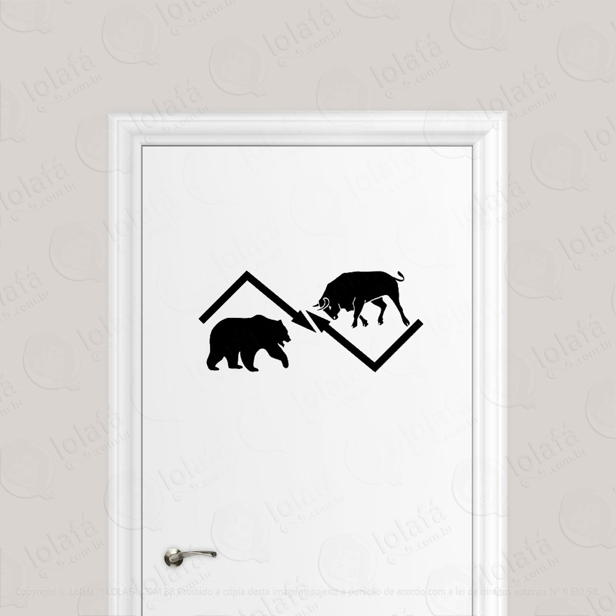 Adesivo Para Porta Bull Vs Bear Bolsa De Valores Mod:1621