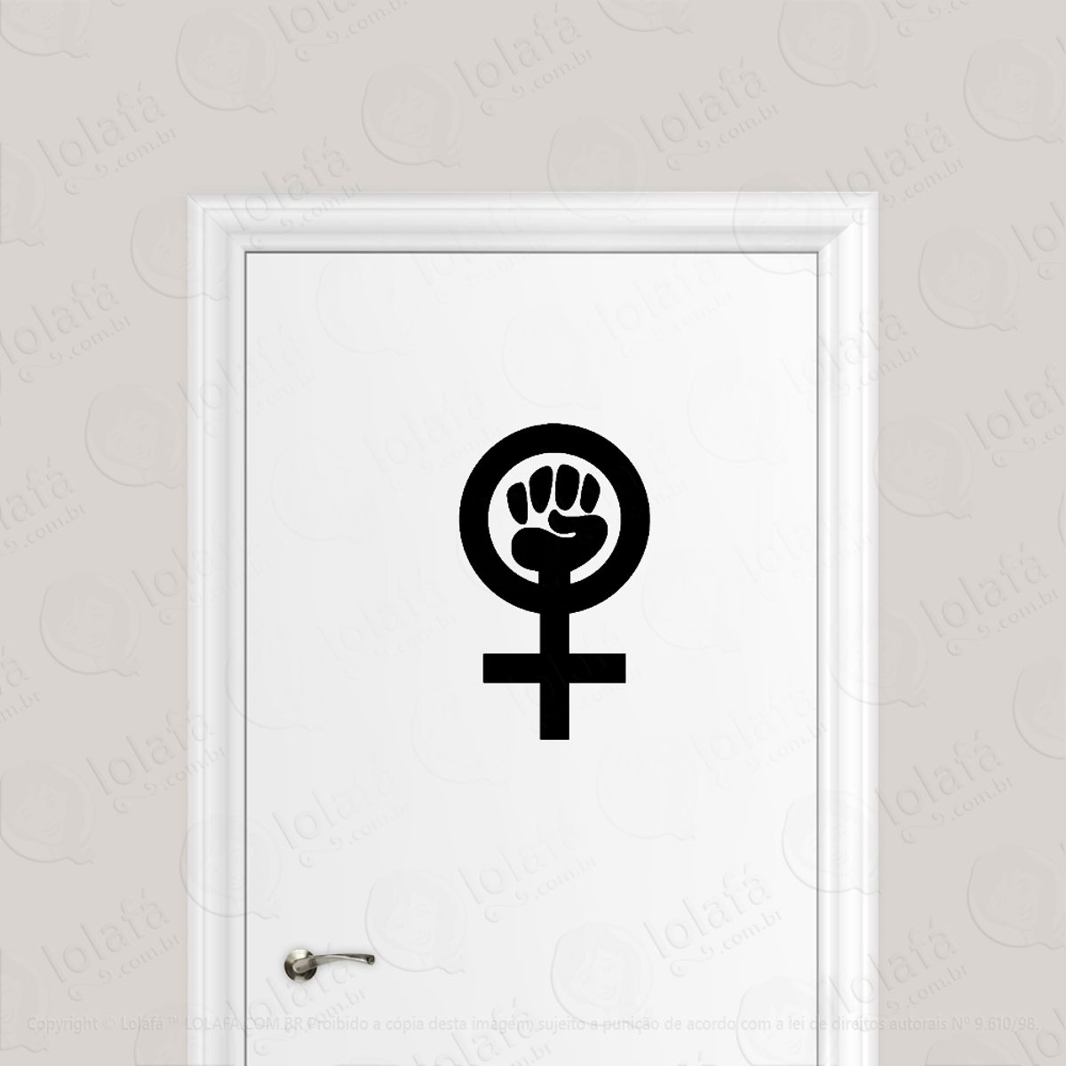 Adesivo Para Porta Feminismo Punho Símbolo Mod:1626