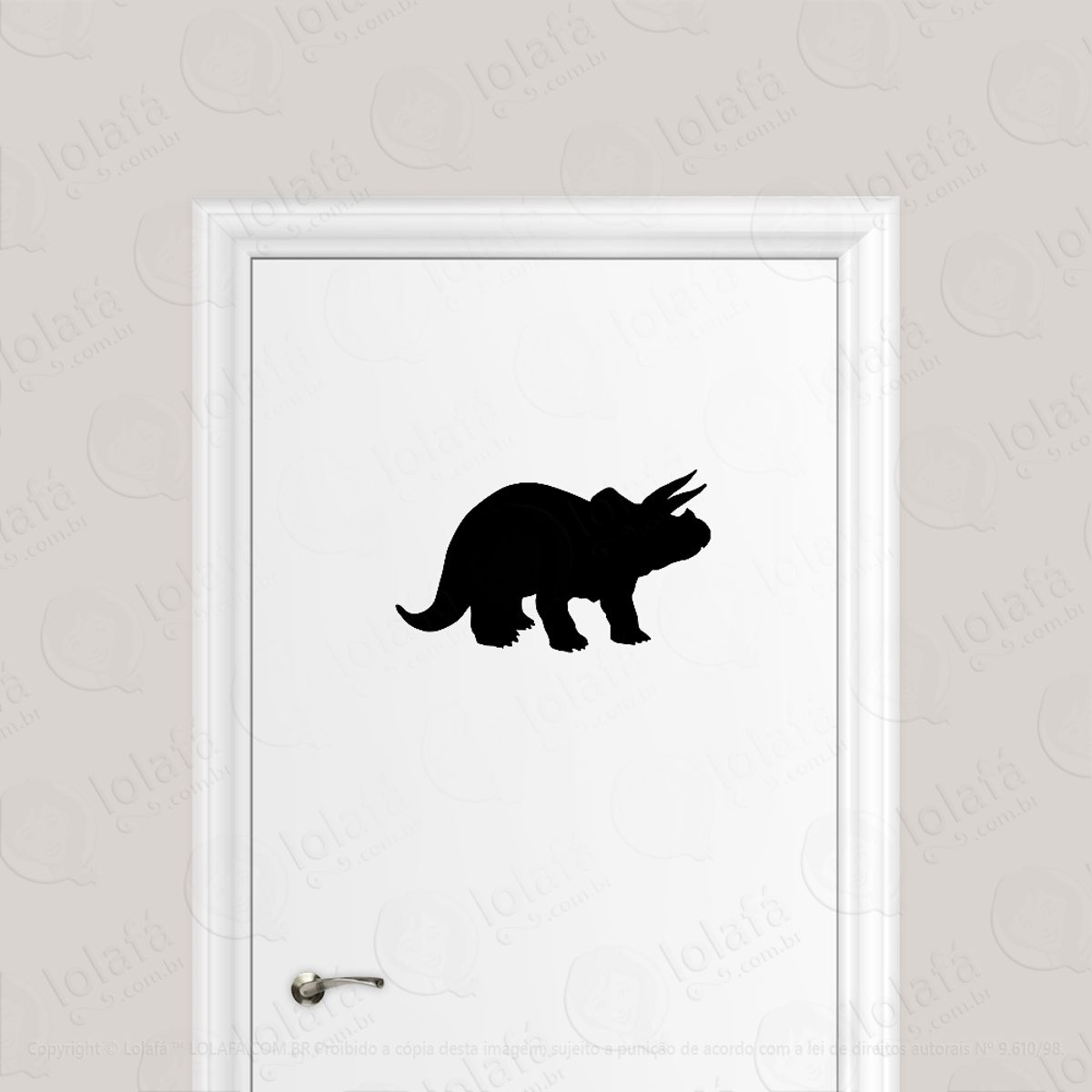 Adesivo Para Porta Tricerátops Dinossauro Mod:1628
