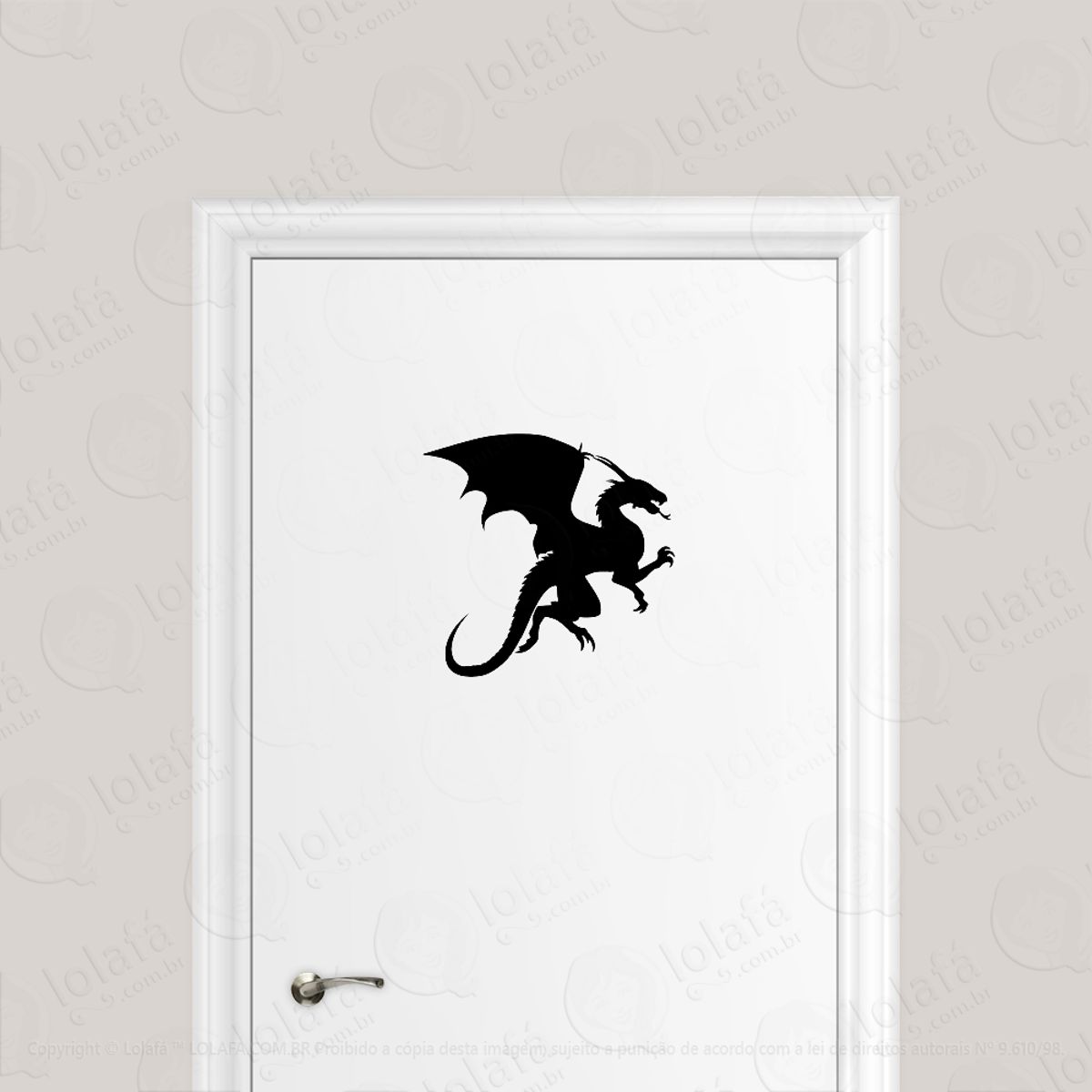 Adesivo Para Porta Dragão Voando Mod:1633