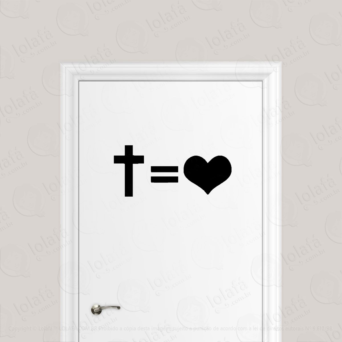 Adesivo Para Porta Jesus Igual Coração Amor Cristão Mod:1637
