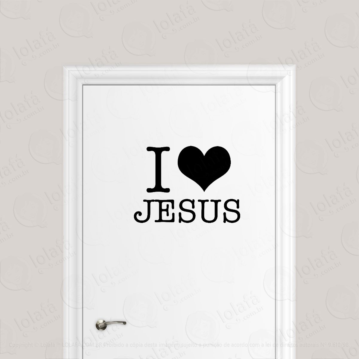 Adesivo Para Porta Eu Amo Jesus Frase Cristã Mod:1642