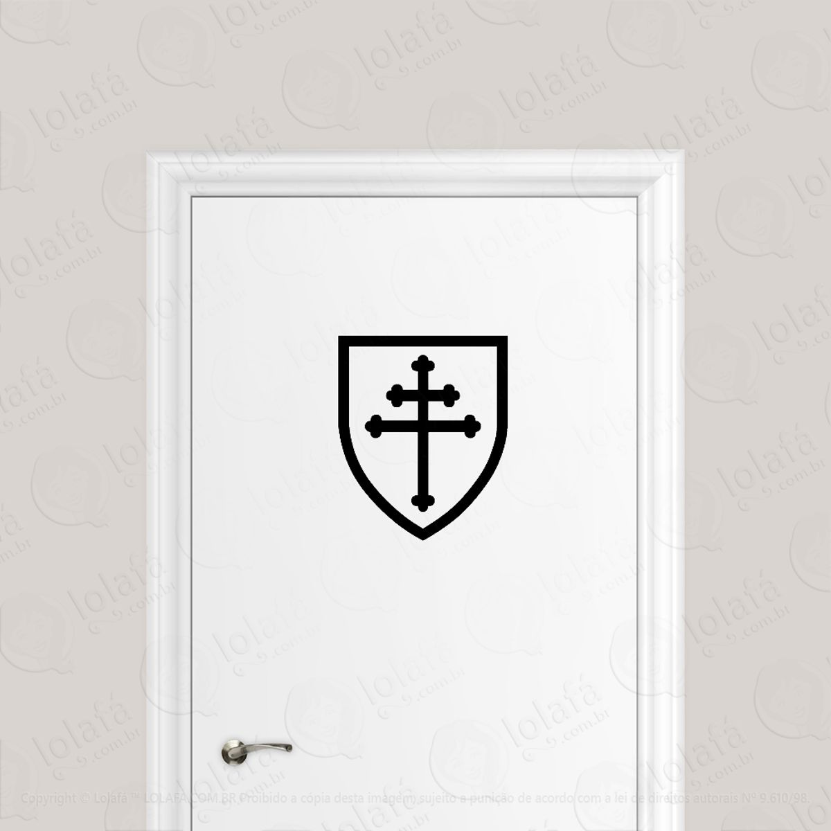 Adesivo Para Porta Escudo Heráldico Cruz De Lorena Mod:1644