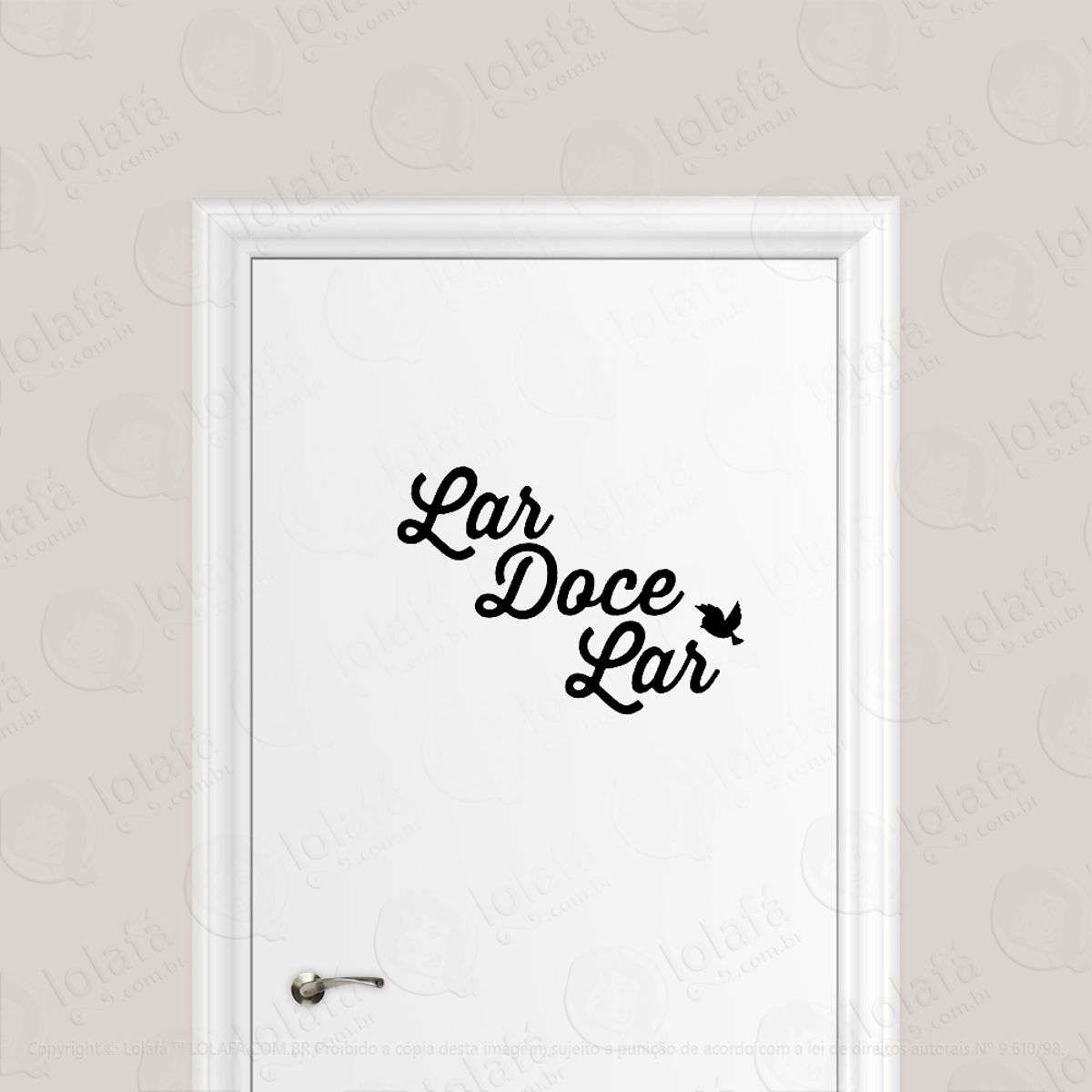 Adesivo Para Porta Frase Lar Doce Lar Mod:1648