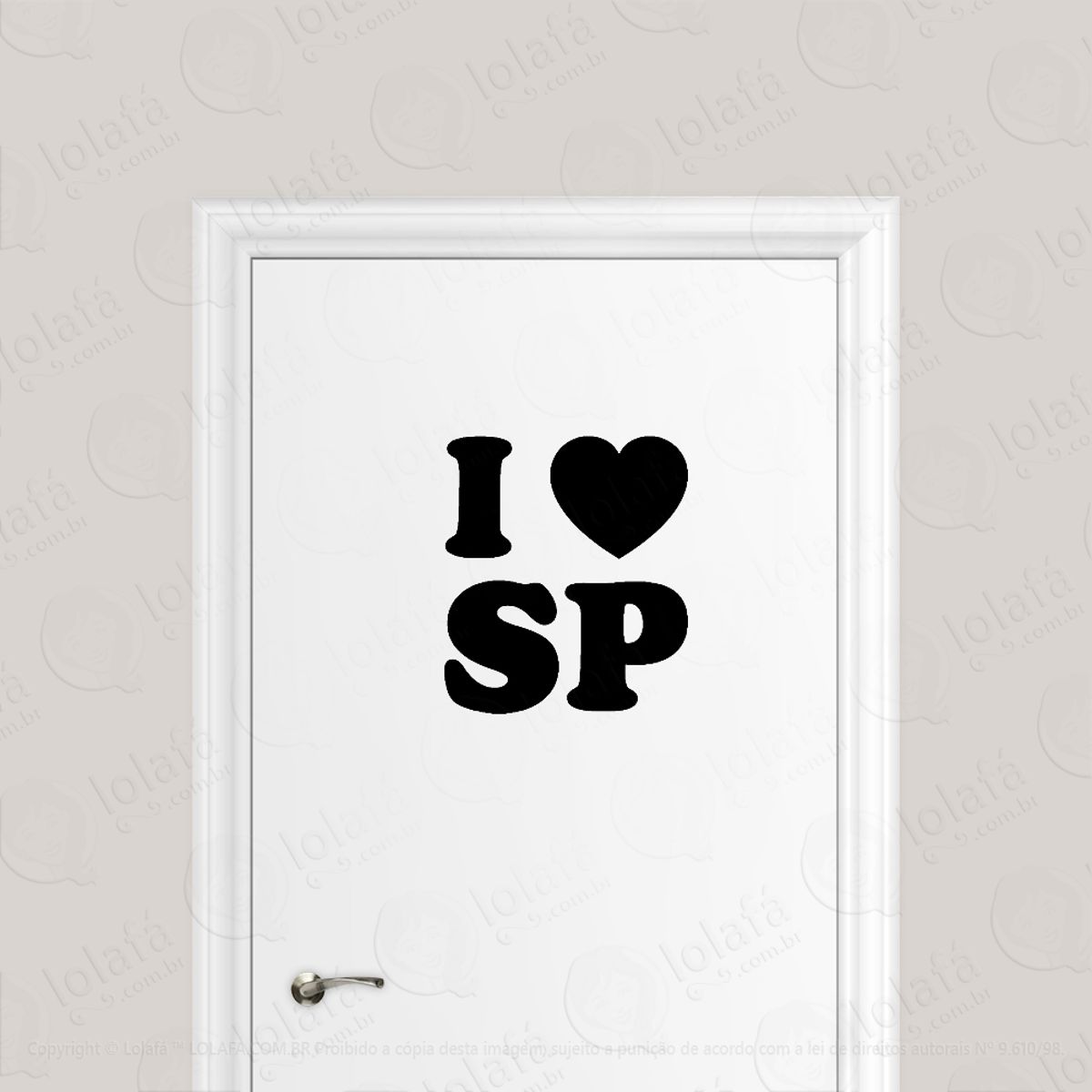 Adesivo Para Porta Eu Amo São Paulo - I Love Sp Mod:1655