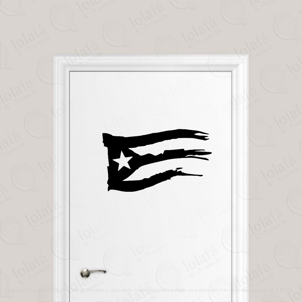 Adesivo Para Porta Cuba E Porto Rico Bandeira Mod:1656