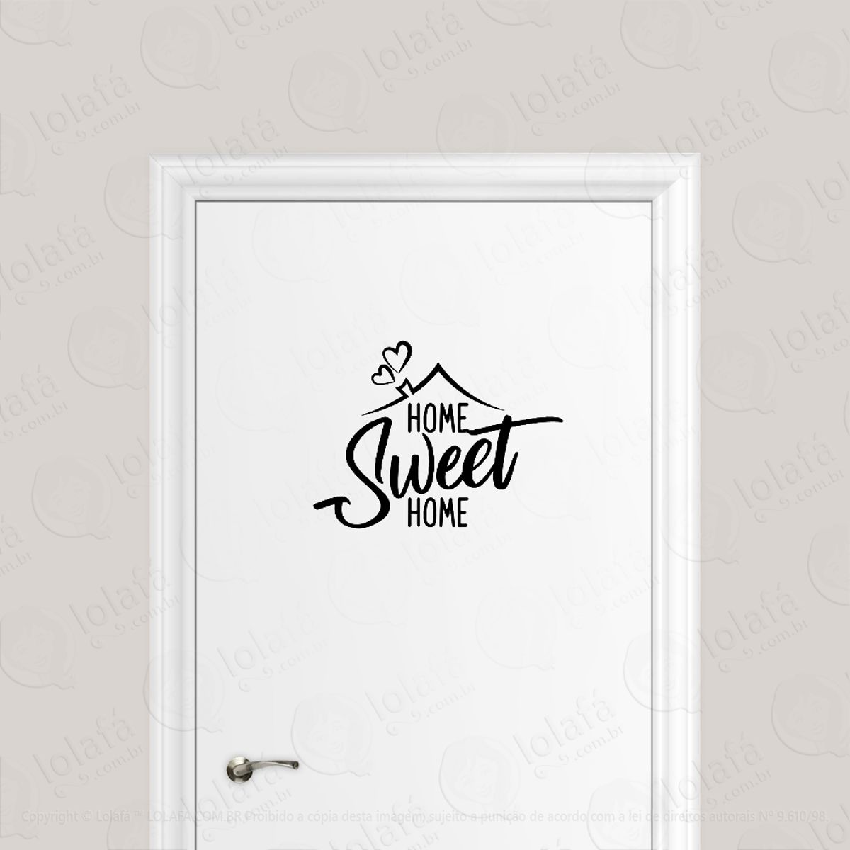 Adesivo Para Porta Home Sweet Home Coração Mod:1659
