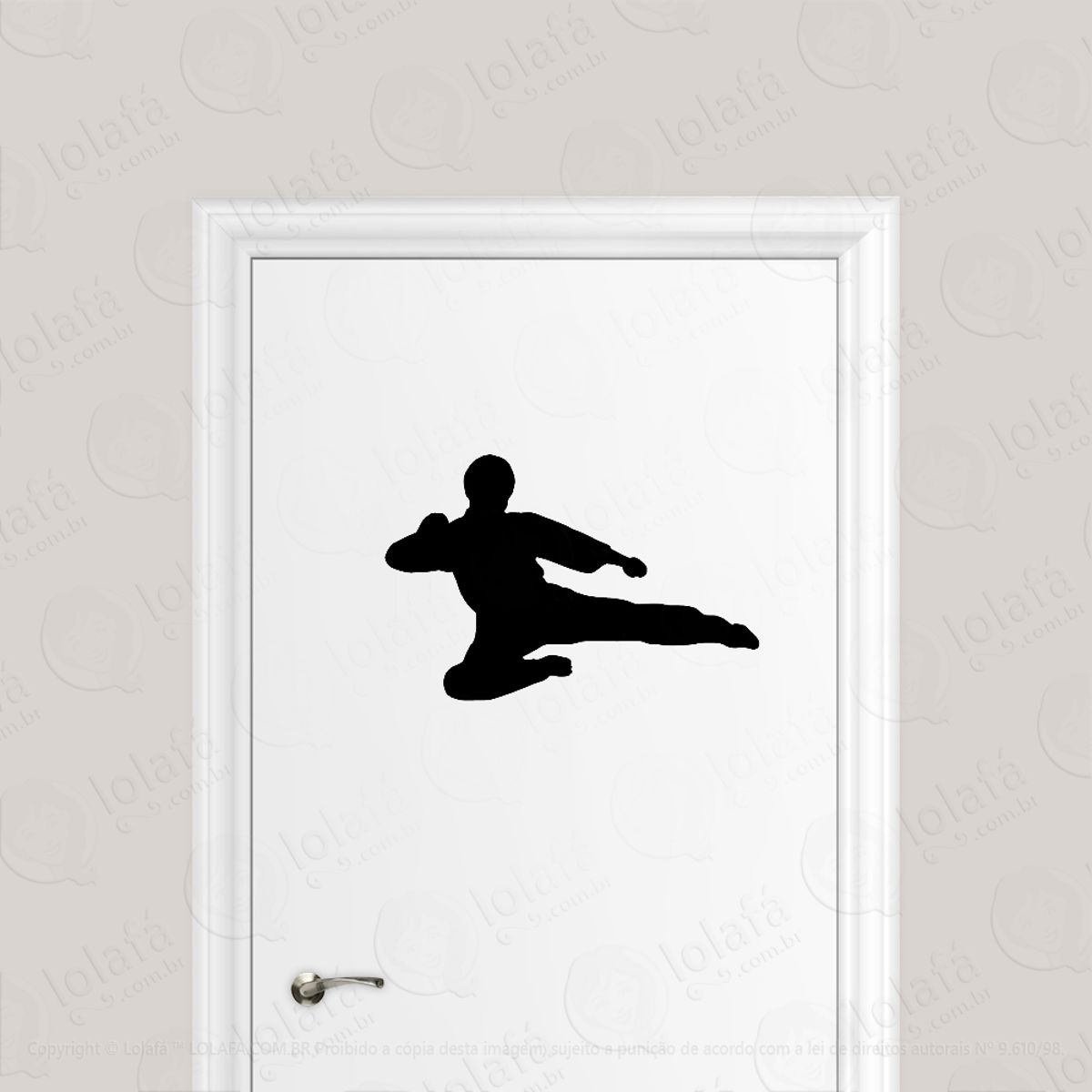 Adesivo Para Porta Arte Marciais Golpe Voadora Mod:1667