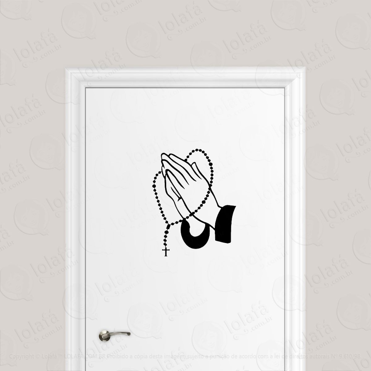 Adesivo Para Porta Mãos Oração Rezando Rosário Mod:1669