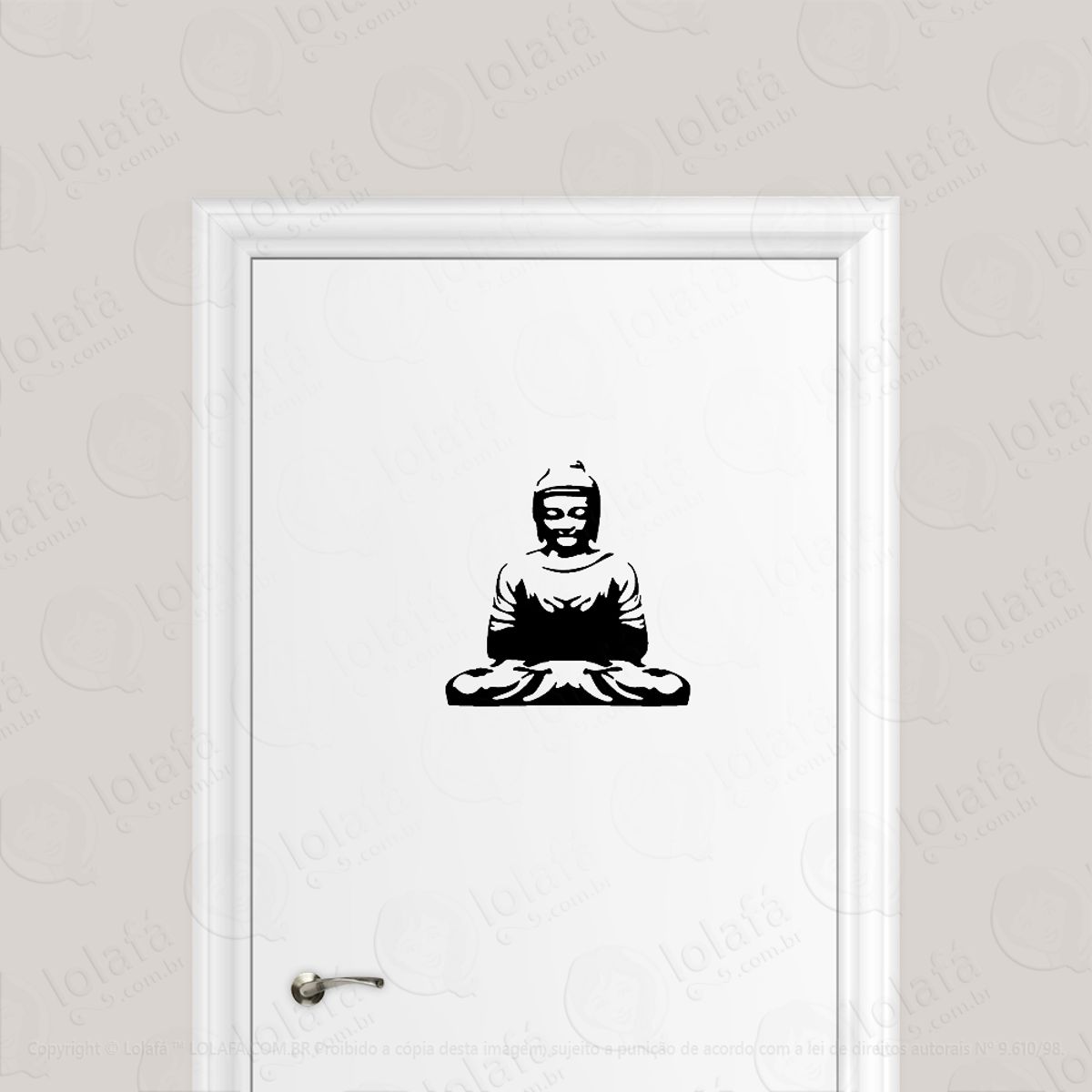 Adesivo Para Porta Buddha Meditando Mod:1679