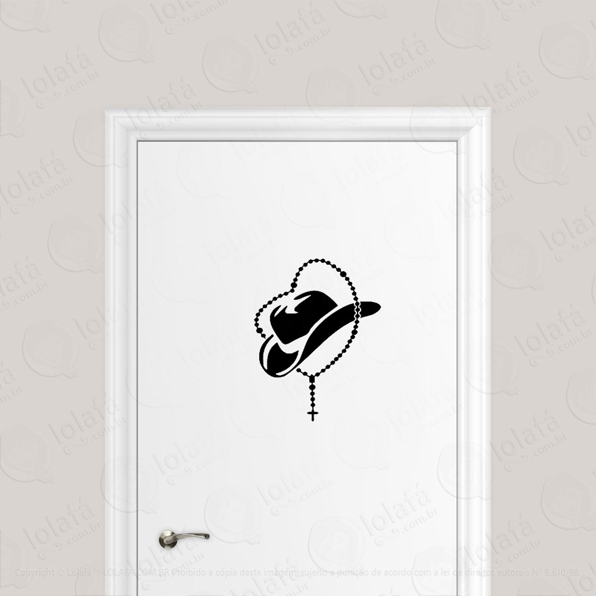 Adesivo Para Porta Vaquejada Chapéu Vaqueiro E Terço Mod:1686