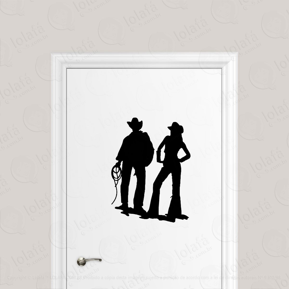 Adesivo Para Porta Cowboy Peão E Peoa Casal Mod:1688