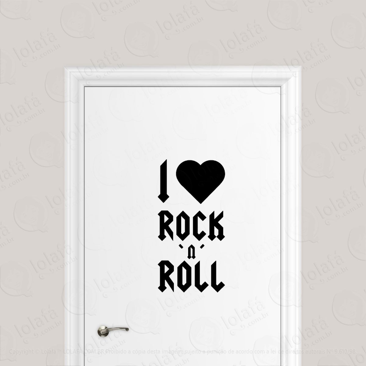 Adesivo Para Porta I Love Rock N Roll Mod:1700