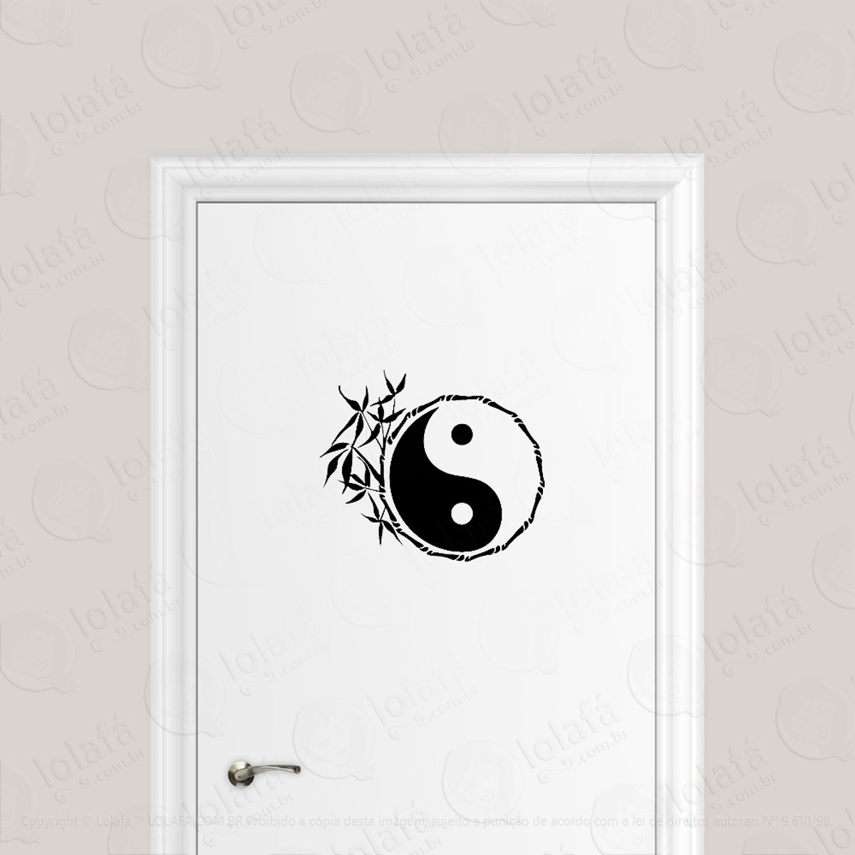 Adesivo Para Porta Mandala Yin Yang Bambu Natureza Mod:1704