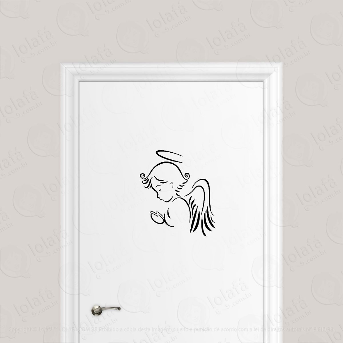 Adesivo Para Porta Anjo Da Guarda Criança Oração Bebê Mod:1705