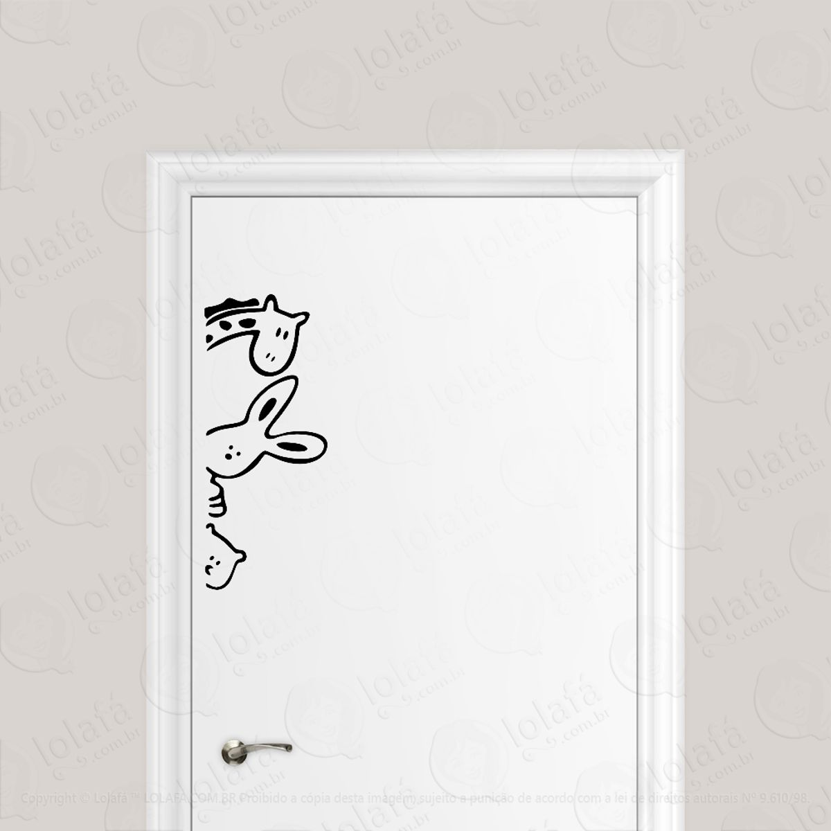 Adesivo Para Porta Bichinhos Infantil Animaizinhos Mod:1706