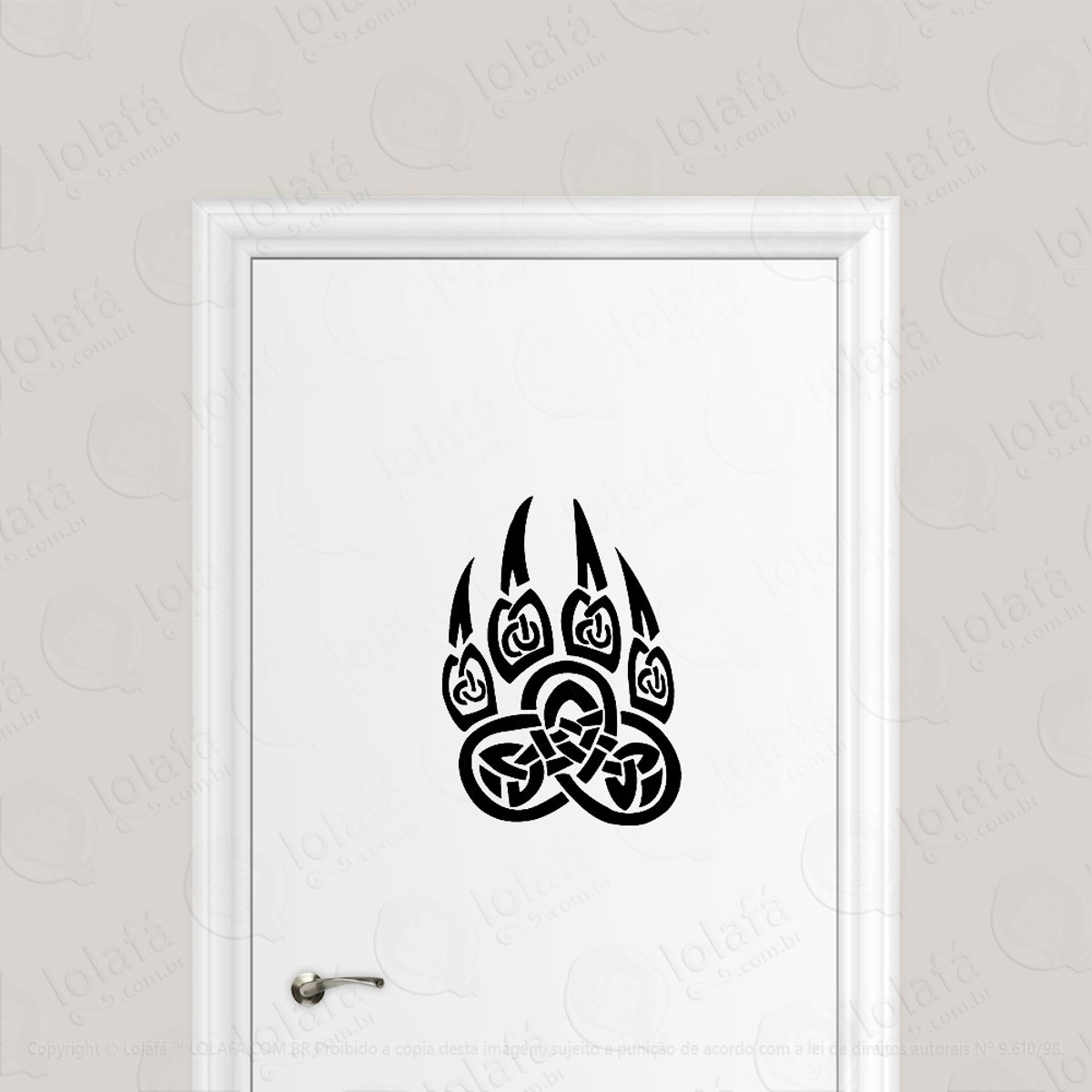 Adesivo Para Porta Pata De Urso Tribal Mod:1736