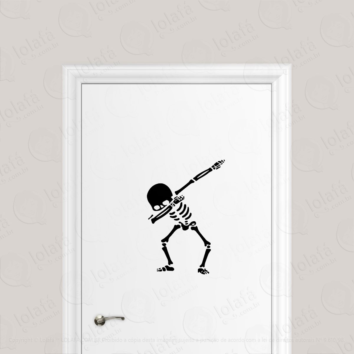 Adesivo Para Porta Esqueleto Pose Da Vitória Mod:1759