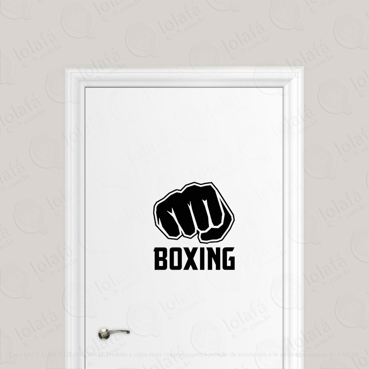 Adesivo Para Porta Luta Boxe Punho Boxing Academia Mod:1771