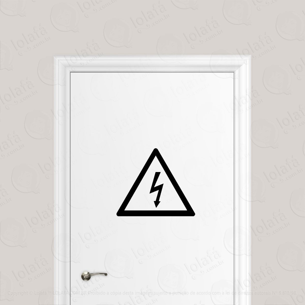 Adesivo Para Porta Símbolo Eletricidade Aviso Alta Voltagem Mod:1776