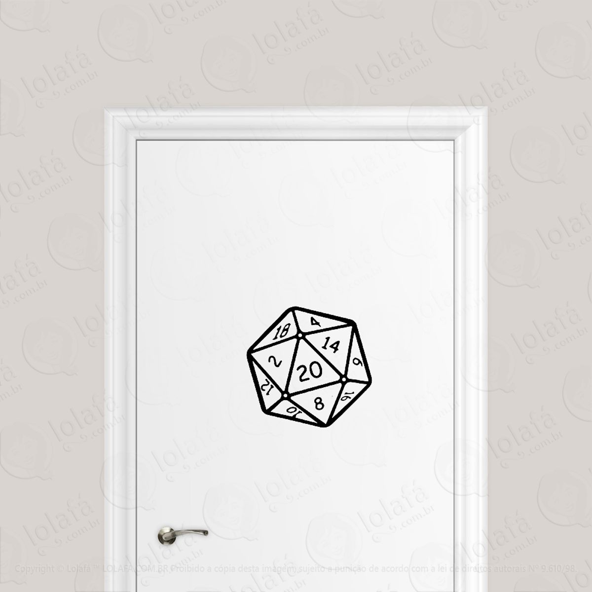 Adesivo Para Porta Rpg Dado De 20 Faces D20 Mod:1800
