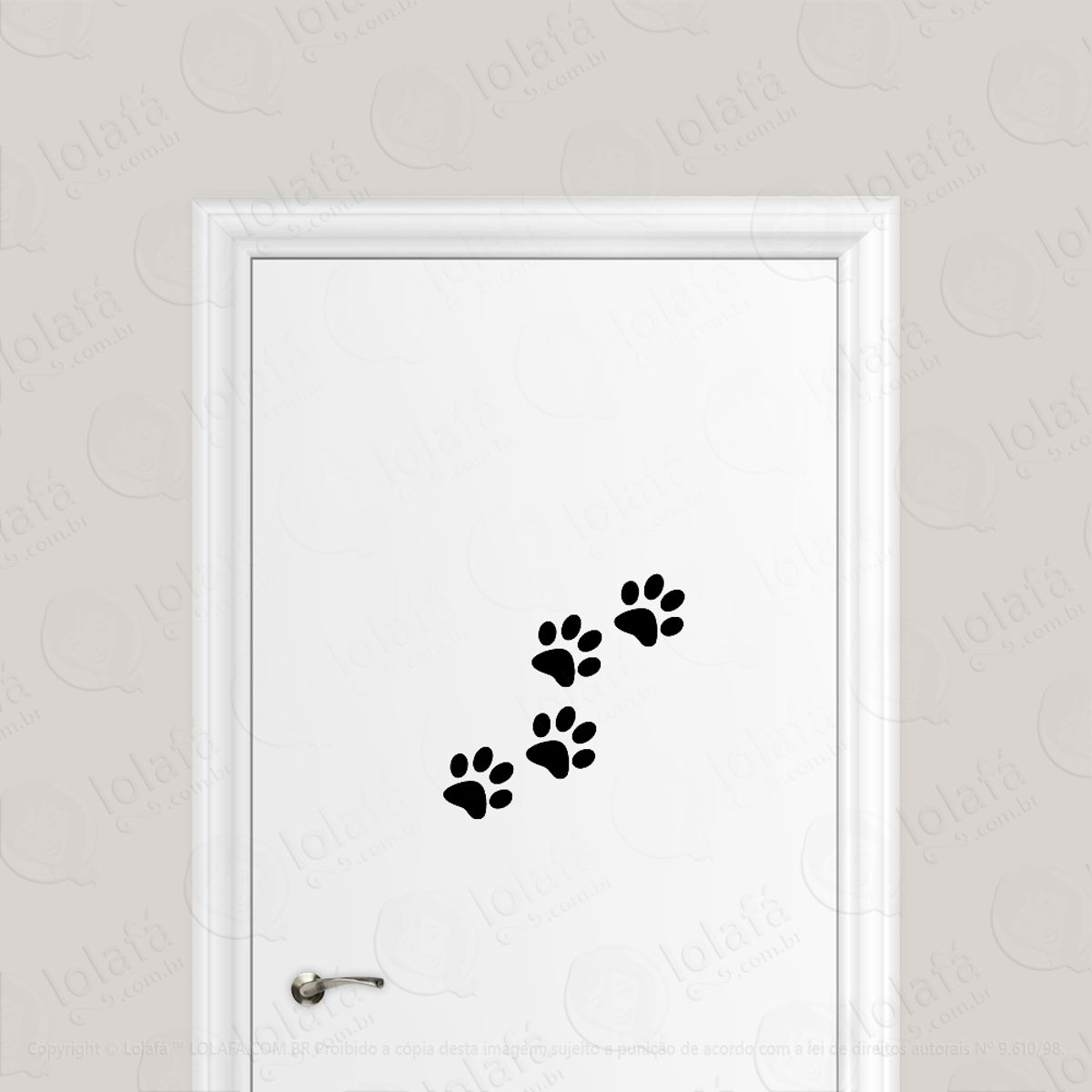 Adesivo Para Porta Pegadas Pata De Gato O Cachorro Mod:1814